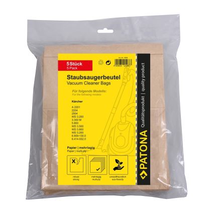ATONA - pussit pölynimurille KÄRCHER WD3 / A2201 / 2204/2504 / 3.300 / 5.800 paperi - 5 kpl