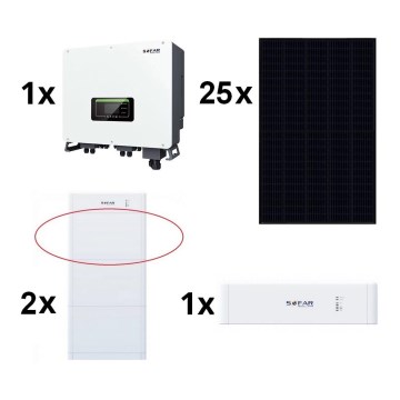 Aurinkoenergiasarja SOFAR Solar - 10kWp RISEN Full Black + 10kW SOFAR Hybridimuuntaja 3p +10,24 kWh akku