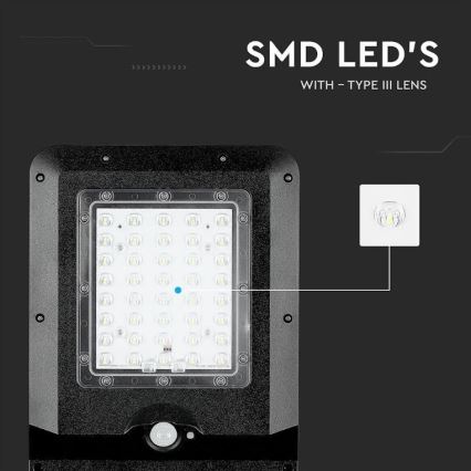 Aurinkokäyttöinen LED-katuvalaisin anturilla LED/15W/7,4V 4000K IP65 10800 mAh