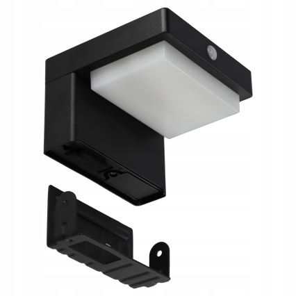 Aurinkokäyttöinen LED-seinävalaisin anturilla LED/5W/3,7V 2000 mAh IP44 musta