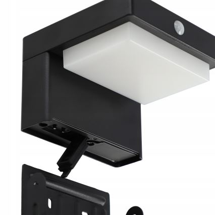Aurinkokäyttöinen LED-seinävalaisin anturilla LED/5W/3,7V 2000 mAh IP44 musta