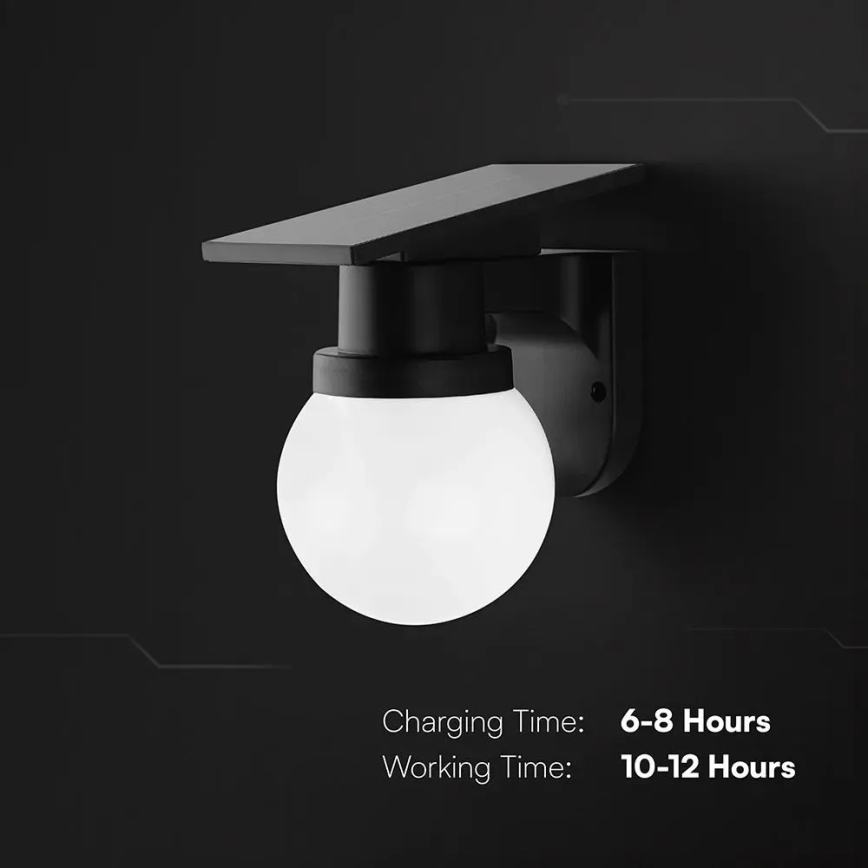 LED-aurinkokennolla varustettu seinävalaisin LED/3,7V 3000/4000/6400K IP54 1800 mAh musta + kaukosäädin