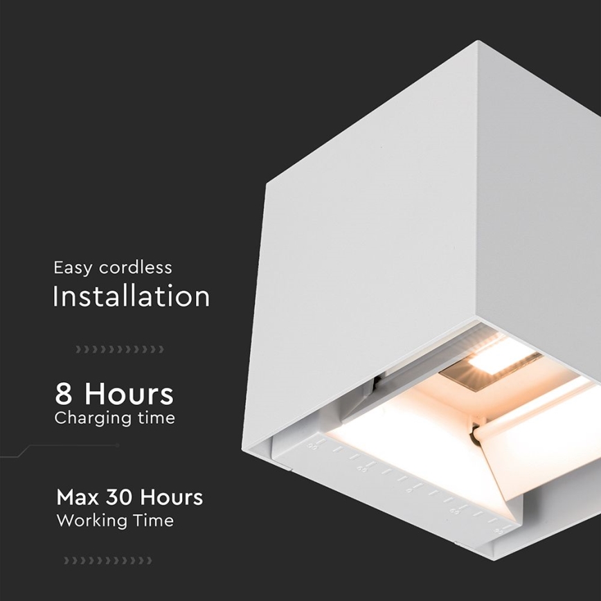 LED-aurinkoseinävalaisin anturilla LED/9W/5V 3000/4000/5000K IP65 2600 mAh valkoinen