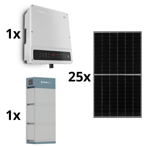 Aurinkokennosetti GOODWE-10kWp JINKO+10kW GOODWE h. muuntaja 3p+10,65 kWh akku PYLONTECH H2