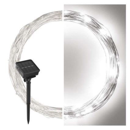 Aurinkoketju 120xLED/2,4W/1,2V 12m IP44 600 mAh kylmänvalkoinen