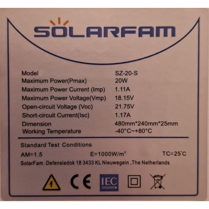 Aurinkopaneeli 20W/12V