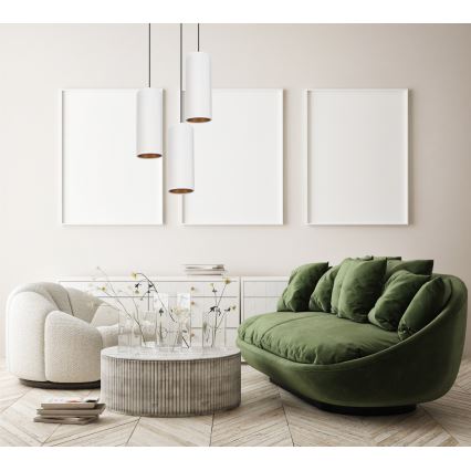 Kattovalaisin köydellä AVALO 3xE27/60W/230V halkaisija 35 cm valkoinen/kupari