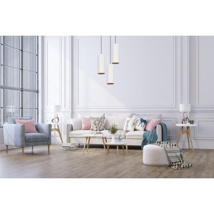 Kattovalaisin köydellä AVALO 3xE27/60W/230V halkaisija 35 cm valkoinen/kupari