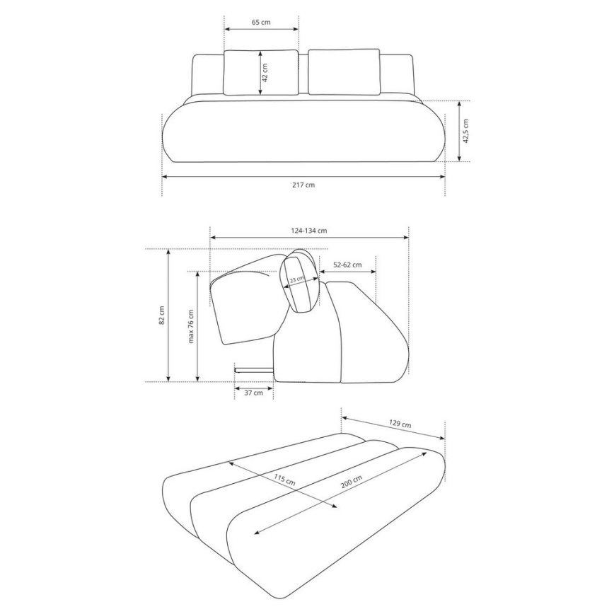 Avattava 3-istuttava sohva FANO, kermanvärinen
