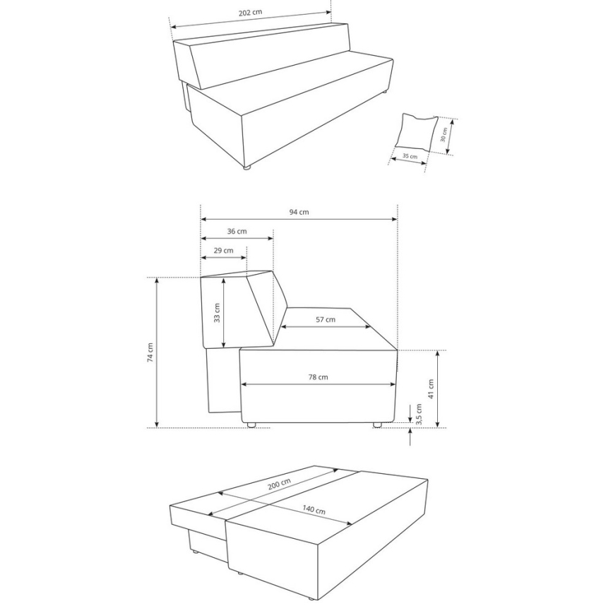 Avattava 3‑istuttava vuodesohva säilytystilalla TERAMO, beige