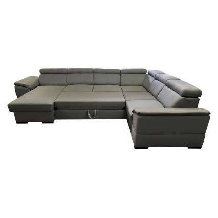 GRANADA avattava U-muotoinen kulmasohva universaalilla kulmaratkaisulla ja säilytystilalla, tummanharmaa