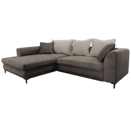 Avattava L-mallinen kulmasohva säilytystilalla LAGOA, vasenkätinen, taupe/harmaa