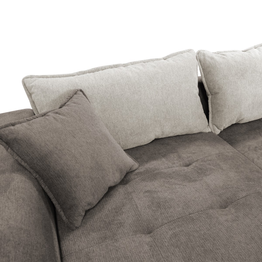 Avattava L-mallinen kulmasohva säilytystilalla LAGOA, vasenkätinen, taupe/harmaa