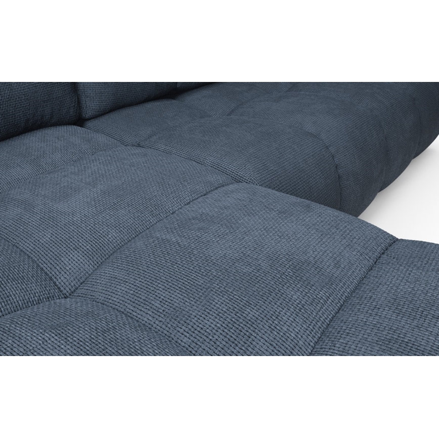 ALMADA L-mallinen avattava verhoiltu kulmasohva säilytystilalla, vasen, sininen