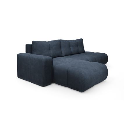 ALMADA L-mallinen avattava verhoiltu kulmasohva säilytystilalla, vasen, sininen