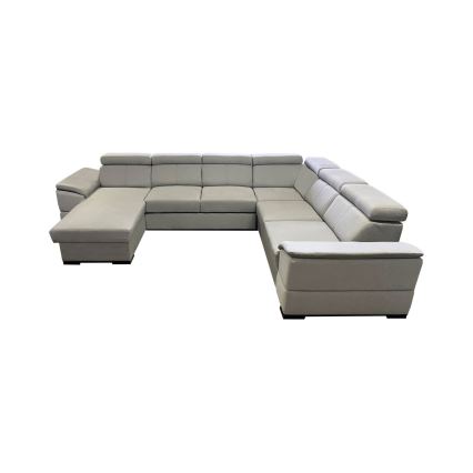 GRANADA avattava U-muotoinen kulmasohva käännettävällä kulmalla ja säilytystilalla, vaaleanharmaa