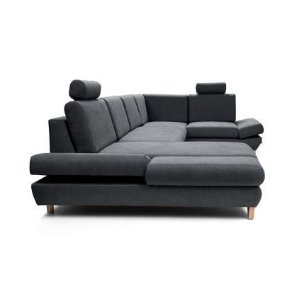 U-muotoinen avattava verhoiltu kulmasohva säilytystilalla AVESTA, antrasiitti