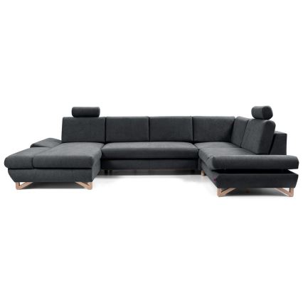 U-muotoinen avattava verhoiltu kulmasohva säilytystilalla AVESTA, antrasiitti