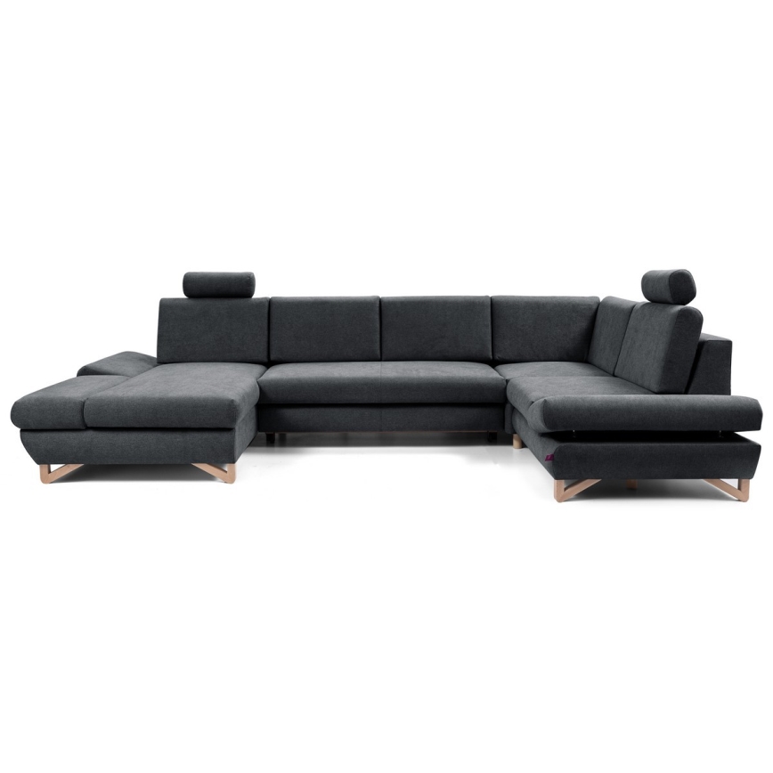 U-muotoinen avattava verhoiltu kulmasohva säilytystilalla AVESTA, antrasiitti