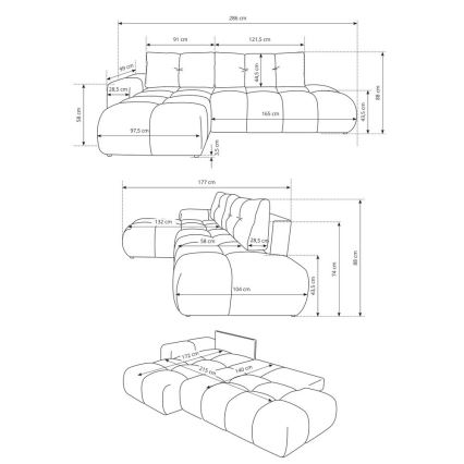 ALMADA L-mallinen avattava verhoiltu kulmasohva säilytystilalla, vasen, vaaleanbeige