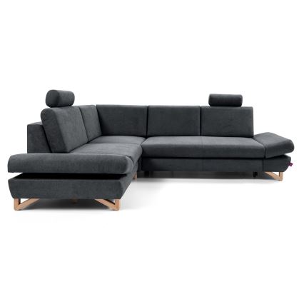 AVESTA L-mallinen verhoiltu kulmasohva, vasen, vuoteeksi avattava, säilytystilalla, antrasiitti