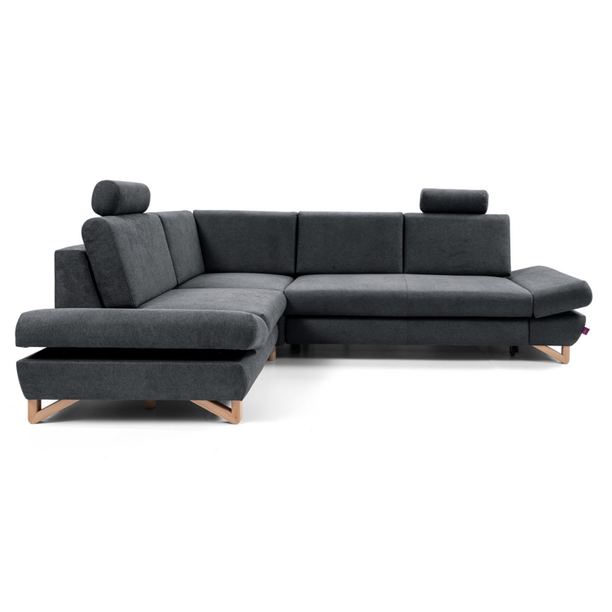 AVESTA L-mallinen verhoiltu kulmasohva, vasen, vuoteeksi avattava, säilytystilalla, antrasiitti
