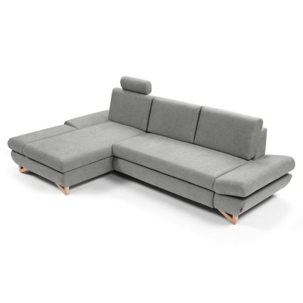 AVESTA L-muotoinen avattava verhoiltu kulmasohva, vasenkätinen, harmaa, säilytystilalla