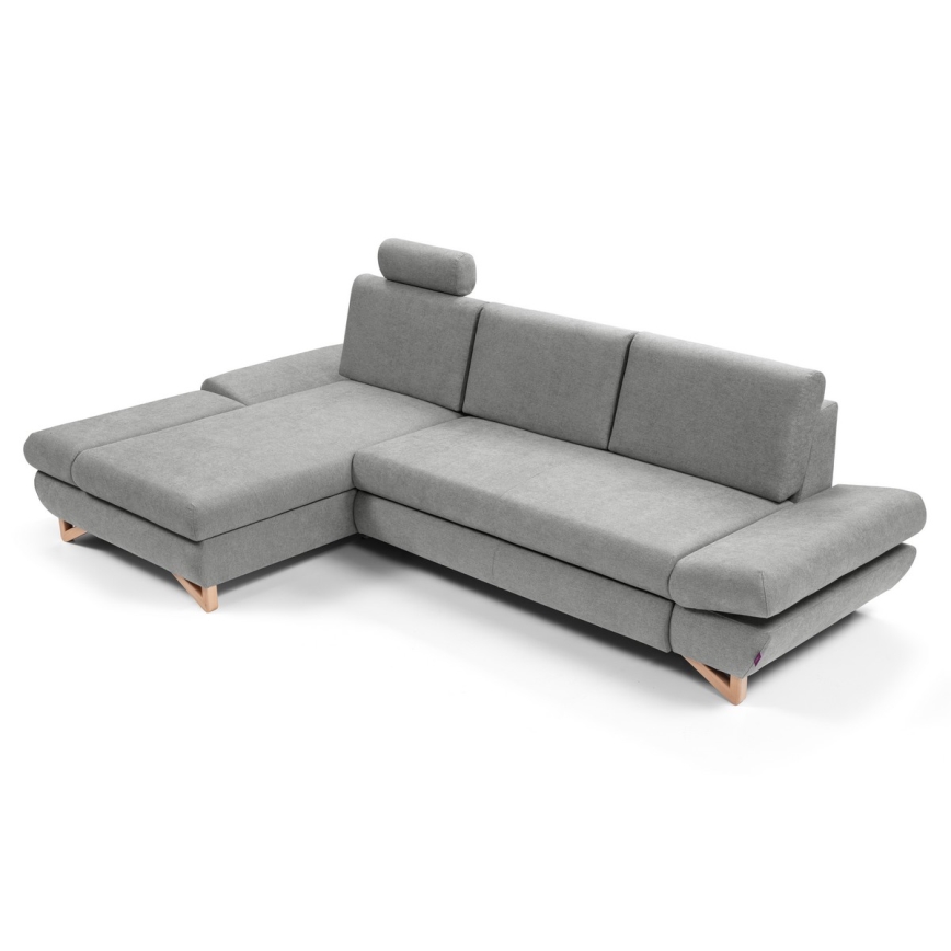 AVESTA L-muotoinen avattava verhoiltu kulmasohva, vasenkätinen, harmaa, säilytystilalla