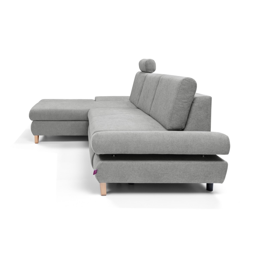 AVESTA L-muotoinen avattava verhoiltu kulmasohva, vasenkätinen, harmaa, säilytystilalla