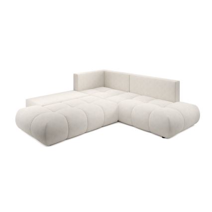 ALMADA L-mallinen verhoiltu kulmasohva, vasen, avattava, säilytystilalla, beige