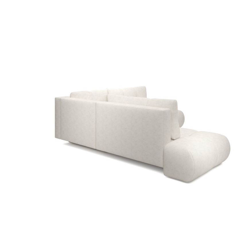 ALMADA L-mallinen verhoiltu kulmasohva, vasen, avattava, säilytystilalla, beige