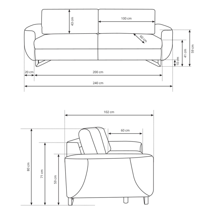 AVESTA 3-istuttava sohva, sininen