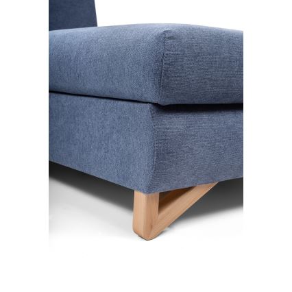 AVESTA L-muotoinen verhoiltu kulmasohva, vuoteeksi avattava, säilytystilalla, oikeanpuoleinen, sininen