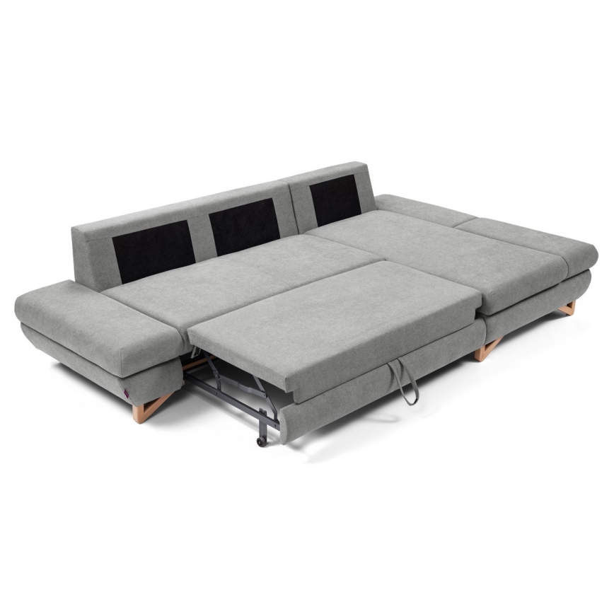 AVESTA L-mallinen verhoiltu kulmasohva, avattava, säilytystilalla, oikeanpuoleinen, harmaa