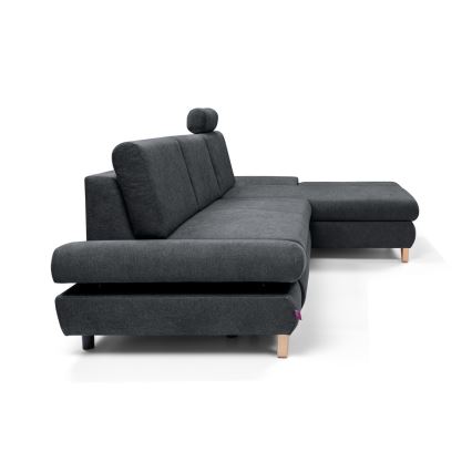 AVESTA L-mallinen verhoiltu kulmasohva, avattava, säilytystilalla, oikeanpuoleinen, antrasiitti