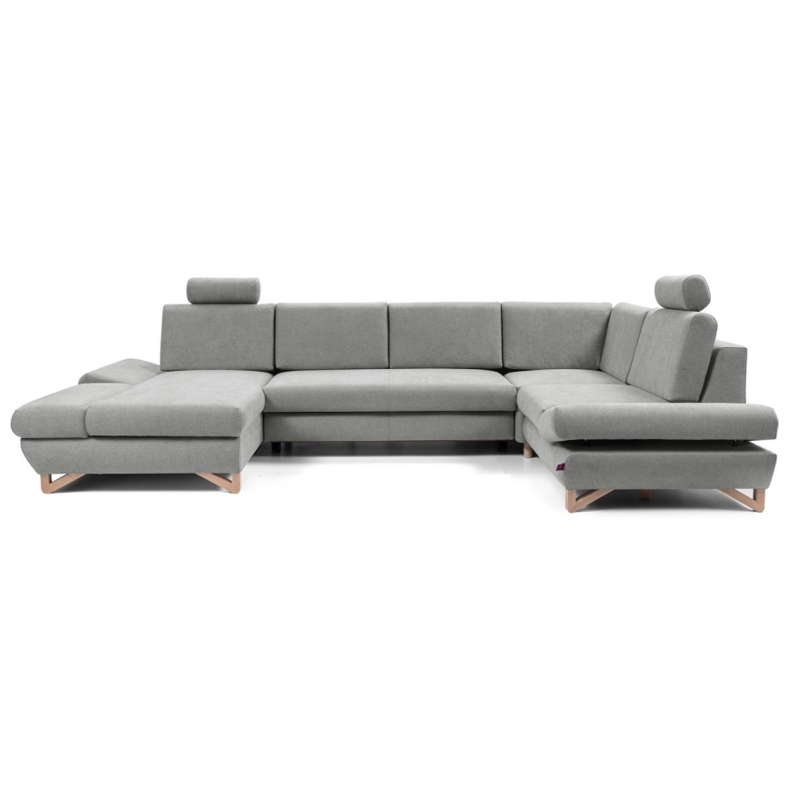 AVESTA U-muotoinen avattava verhoiltu kulmasohva säilytystilalla, harmaa