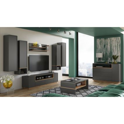 Avohyllykaappi FRED antrasiitti/artisaanipähkinä