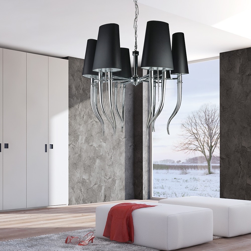 Azzardo AZ1390 - Kattokruunu ketjussa DIABLO 12xE14/11W/230V musta