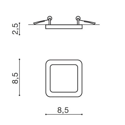 Azzardo AZ2833 - SLIM upotettava kylpyhuonevalaisin LED/6W/230V IP44 Ra 90