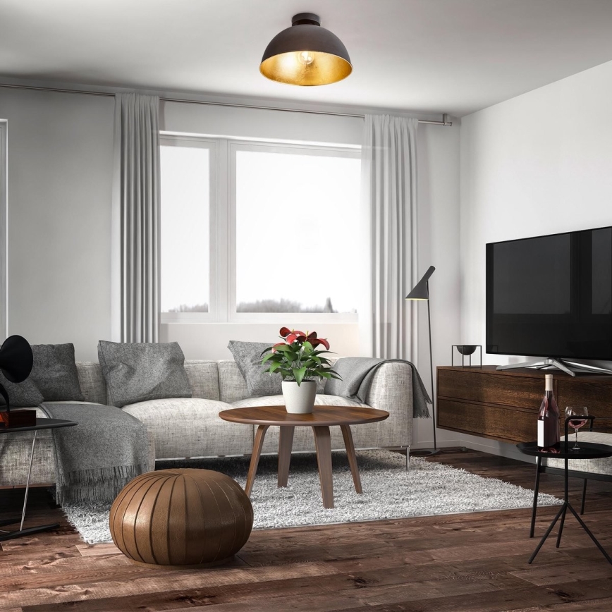 B.K. Licht 1322 - Kattovalo 1xE27/60W/230V musta/kulta