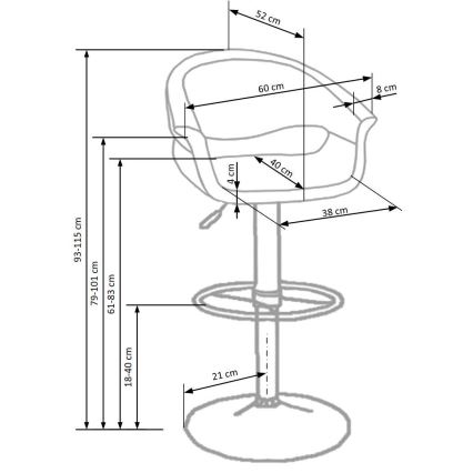 Baarijakkara 115x60 cm valkoinen/musta/kiiltävä kromi