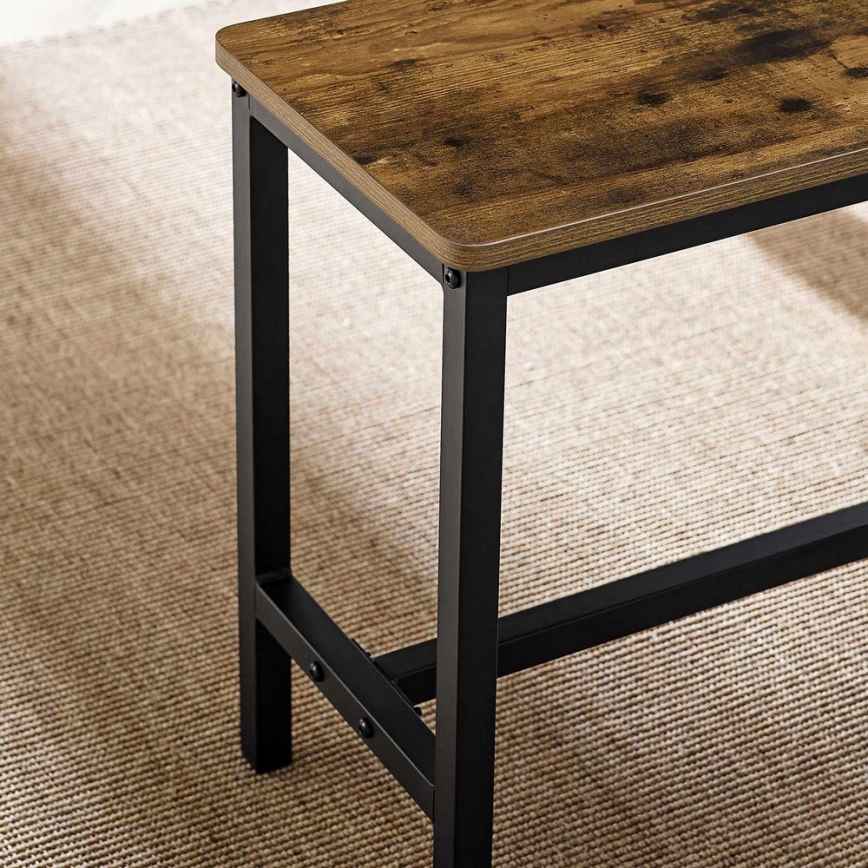 Baaripöytäsetti TREVOR, ruskea/musta — 1 pöytä ja 2 penkkiä