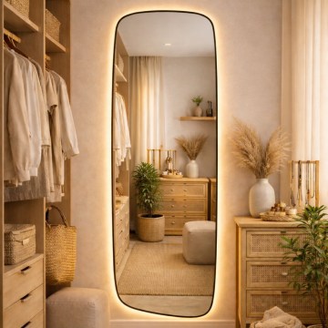 Baltica Design - LED-kylpyhuoneen seinäpeili integroidulla valaistuksella STONE CALM LED/15W/230V 2700K 155x50 cm IP65 musta