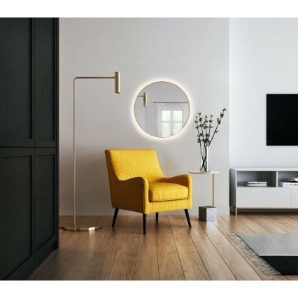 Baltica Design - LED-kylpyhuoneen seinäpeili taustavalaistuksella BRIGHT LED/15W/230V 4500K halkaisija 70 cm IP65 kultainen