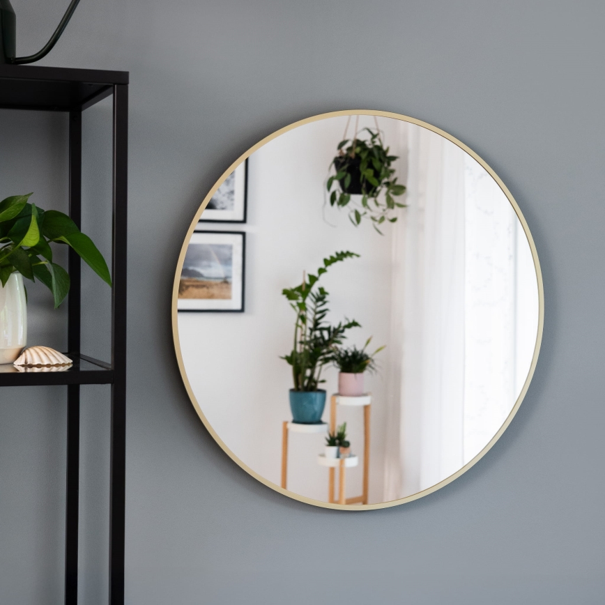 Baltica Design - LED-kylpyhuoneen seinäpeili taustavalaistuksella BRIGHT LED/15W/230V 4500K halkaisija 70 cm IP65 kultainen
