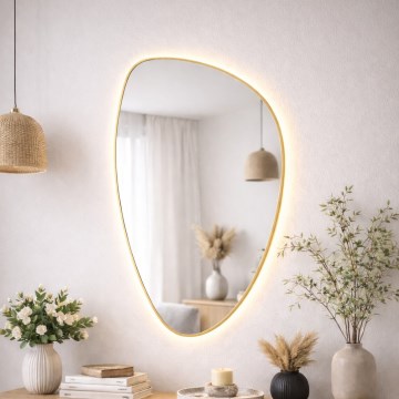 Baltica Design - LED-seinäpeili kylpyhuoneeseen integroidulla taustavalolla STONE FLUID LED/15W/230V 4500K 92x55 cm IP65 kultainen