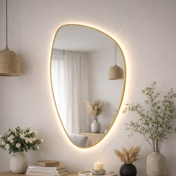 Baltica Design - LED-taustavalaistu kylpyhuoneen seinäpeili STONE FLUID LED/15W/230V 2700K 92x55 cm IP65 kultainen