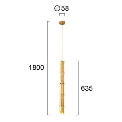 BAMBOO-riippuvalaisin johdolla 1xGU10/50W/230V, bambu