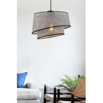 BARETTE-riippuvalaisin vaijerilla 1xE27/60W/230V, harmaa/musta