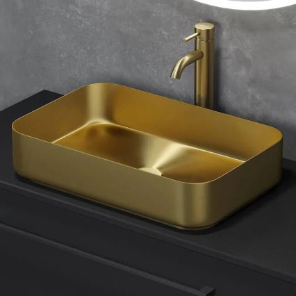 BATH DELUXE 06-052-18-70-00 - LJORDAL tasoon asennettava pesuallas 52x34 cm ruostumaton teräs/harjattu messinki